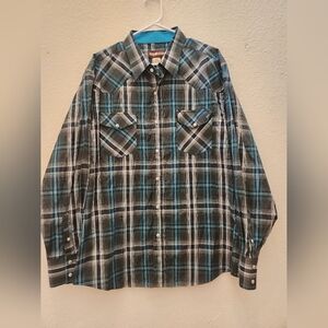 Cody James Blue and Black Casual Button Down Shirt Long Sleeve W/Pearl Buttons